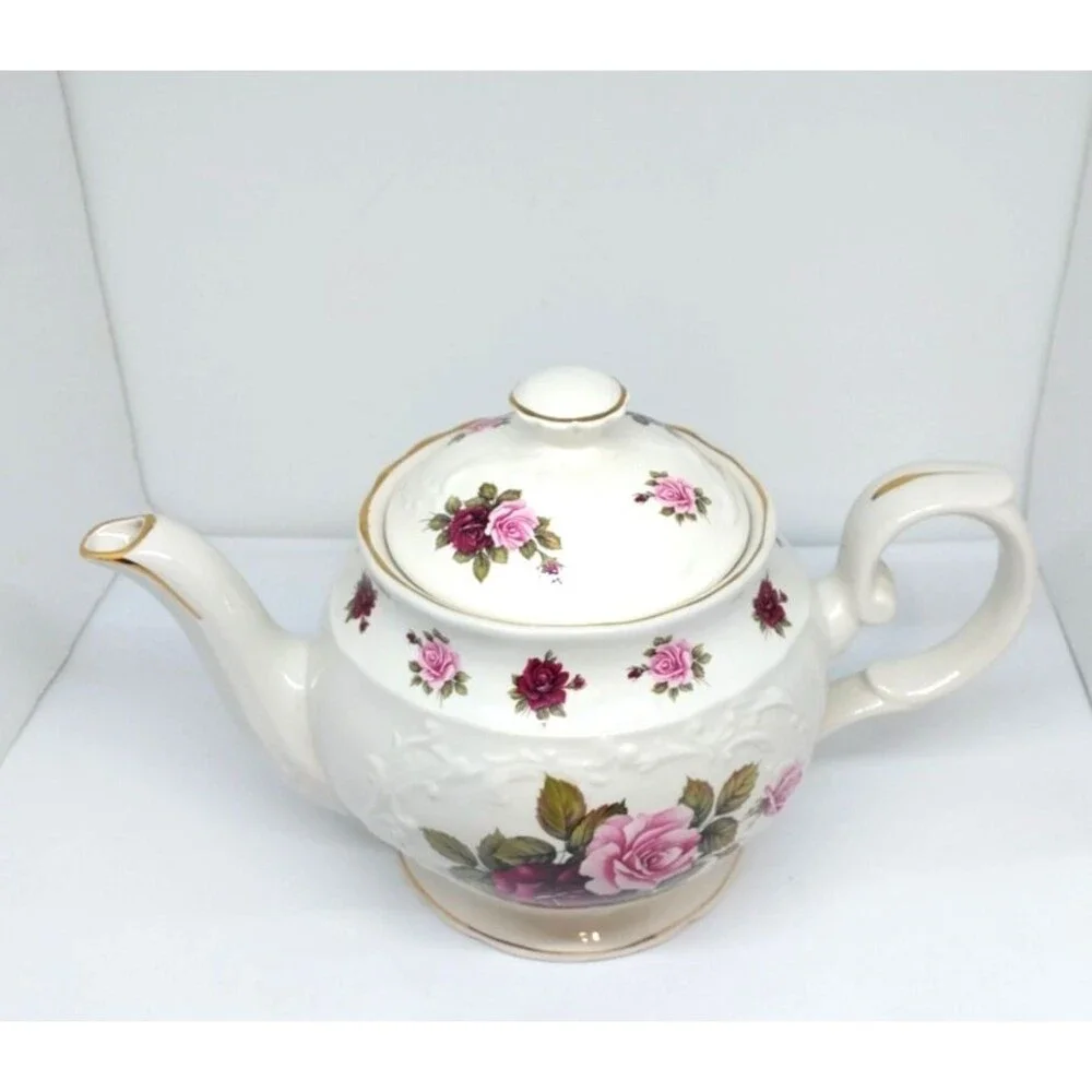 Vintage Crown Dorset Teapot Roses Staffordshire Fine Ceramics England